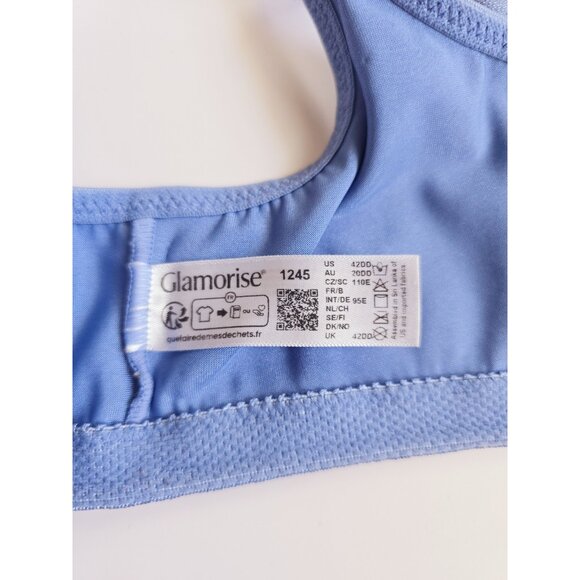 Glamorise Front Closure 1245 Blue Wonderwire Underwire Full Coverage Bra 42DD - Picture 7 of 8